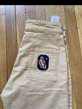 LUXE Kenzo Kids Boys Size 6 Khaki Front Pants,100% Cotton,Logo Patch,MINT